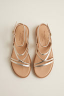 Strappy Sandals Buckle Closure - Light Gold