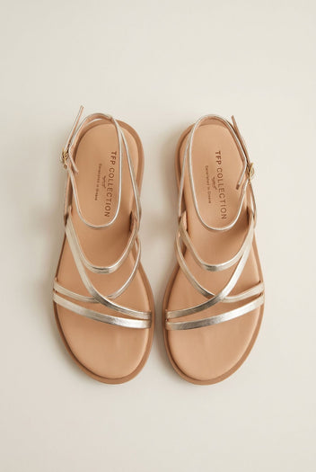 Strappy Sandals Buckle Closure - Light Gold-Leather Sandals, Sandals, Shoes, TFP Collection, Women’s Collection, All, Summer Shoes Sale, Summer Sandals Sale, Sales, All but outlet, Editor’s Choice, Shoes Sales, Recommended products (Seguno), Gifts 70€ & Under, The Fashion Edit, Leather Shoes, SS 2026 Collection, TFP/Estil, Sandals New & Selected, Sandals SALE