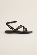Strappy Sandals Buckle Closure - Black Matte