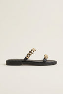 Sandals Strappy Metallic Detail - Black Matte