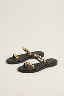 Sandals Strappy Metallic Detail - Black Matte