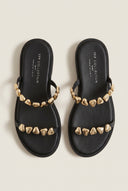 Sandals Strappy Metallic Detail - Black Matte
