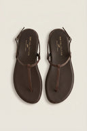 T Strap Sandals Buckle Closure - Brown Matte