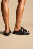 Sandálias flatform Bow Detail - Preto Matte
