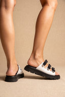 Flatform Sandals Bow Detail - White Matte