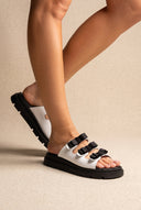 Flatform Sandals Bow Detail - White Matte