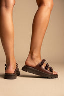Sandálias flatform Bow Detail - Castanho Matte