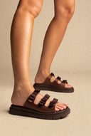 Flatform Sandals Bow Detail - Brown Matte-Flatform Sandals Bow Detail - Brown Matte