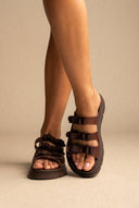 Sandálias flatform Bow Detail - Castanho Matte