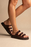 Sandálias flatform Bow Detail - Castanho Matte