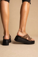 Sandalias plataforma de dedo - Ante leopardo
