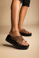 Sandalias plataforma de dedo - Ante leopardo