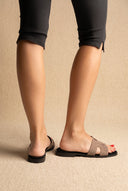 Sandals Wide Cut Out Strap - Taupe