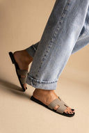 Sandalen Wide Cut Out Strap – Olive Green Nubuck