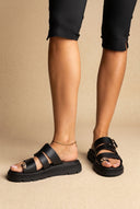Toe Ring Flatform Sandals - Black Matte