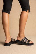 Toe Ring Flatform Sandals - Black Matte