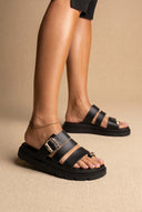 Toe Ring Flatform Sandals - Black Matte
