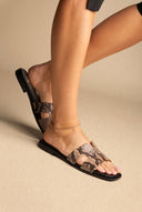 Σανδάλια Wide Cut Out Strap - Μπεζ Snake Print