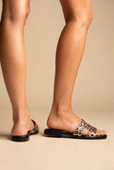 Sandali larga Cut Out con cinturino - Leopardato