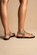 Toe Ring Sandálias fivela Strap - Caqui