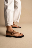 Toe Ring Sandals Buckle Strap - Mocha