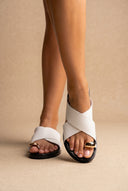 Toe Ring Sandals Crossover Strap - White Matte