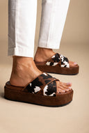 Flatform Σανδάλια Crossover - Καφέ Pony Print