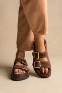 Flatform Sandali fibbia dettaglio - Marrone Suede