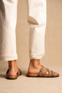 Sandalen Studded Strappy – Taupe Veloursleder