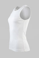 Ribbed Sleeveless Top Fitted - White