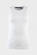 Ribbed Sleeveless Top Fitted - White