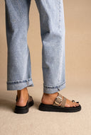 Toe Ring Sandals Buckle Strap - Khaki