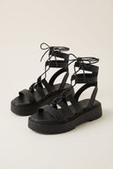 Flatform Gladiator Sandals Lace Up - Black Matte-Flatform Sandals, Leather Sandals, Sandals, Shoes, TFP Collection, Women’s Collection, All, Summer Shoes Sale, Summer Sandals Sale, Sales, All but outlet, Editor’s Choice, Shoes Sales, Recommended products (Seguno), Gifts 70€ & Under, The Fashion Edit, Leather Shoes, SS 2026 Collection, TFP/Estil, Sandals New & Selected, Sandals SALE