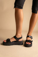 Sandali flatform con cinturino e fibbia - Nero opaco