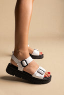 Flatform Sandals Buckle Strap - White Matte