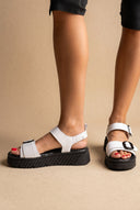 Flatform Sandals Buckle Strap - White Matte
