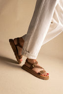 Sandals Mini Buckle Detail - Taupe Suede