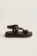 Sandals Mini Buckle Detail - Dark Brown Suede
