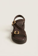 Sandals Mini Buckle Detail - Dark Brown Suede