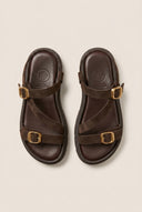 Sandals Mini Buckle Detail - Dark Brown Suede