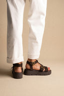 Flatform Sandals Side Buckle - Dark Brown Suede