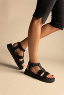 Flatform Sandals Side Buckle - Black Matte