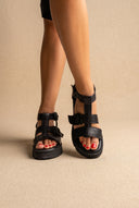 Flatform Sandals Side Buckle - Black Matte
