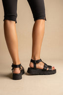 Flatform Sandals Side Buckle - Black Matte