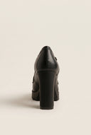 Block Heel Loafers - Black Matte
