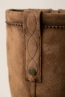 Block Heel Boots Round Toe - Camel Suede