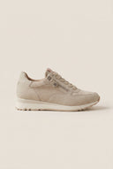 Sneakers Side Zip Lace Up - Beige Suede