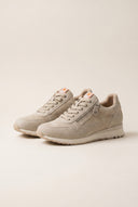 Sneakers Side Zip Lace Up - Beige Suede