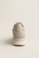 Sneakers Side Zip Lace Up - Beige Suede