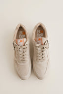 Sneakers Side Zip Lace Up - Beige Suede